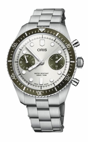 Oris Divers Sixty-Five 40 Chronograph Stainless Steel Silver - Green Bracelet