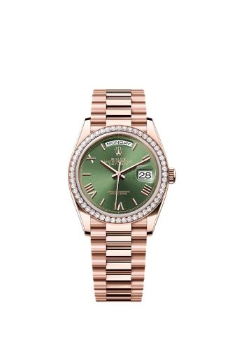 Rolex Day-Date 36 Everose Gold - Diamond Green - Roman President