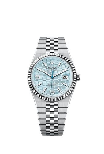 Rolex Land-Dweller 40 Platinum Ice Blue Flat Jubilee