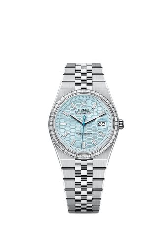 Rolex Land-Dweller 36 Platinum - Baguette Ice Blue Flat Jubilee