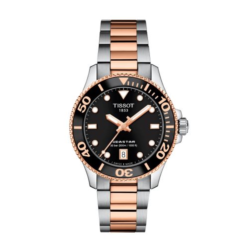Tissot Seastar 1000 36 Quartz Stainless Steel - Rose Gold Black Bracelet