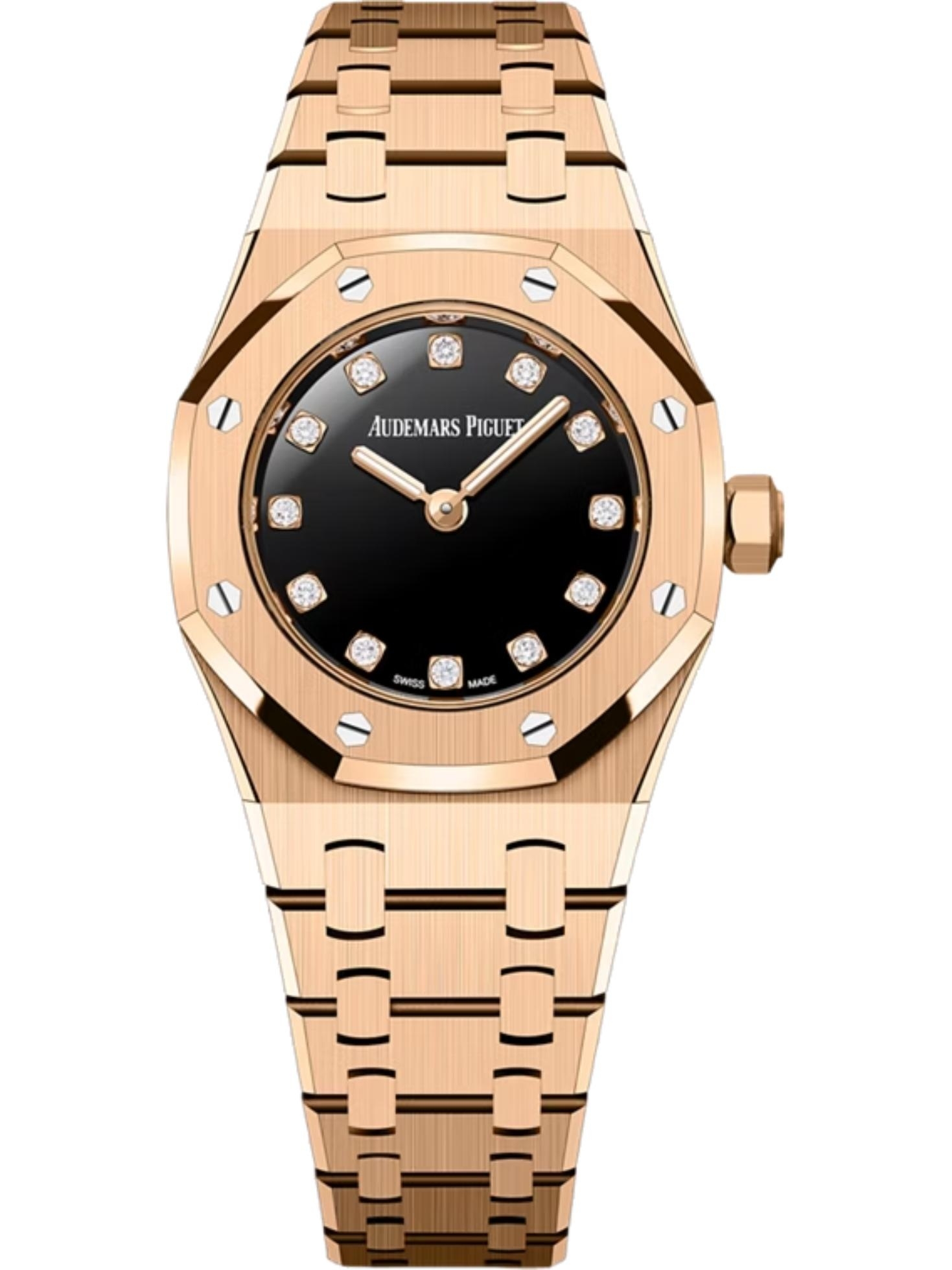 Audemars Piguet Royal Oak Mini Quartz Pink Gold / Onyx - Diamond