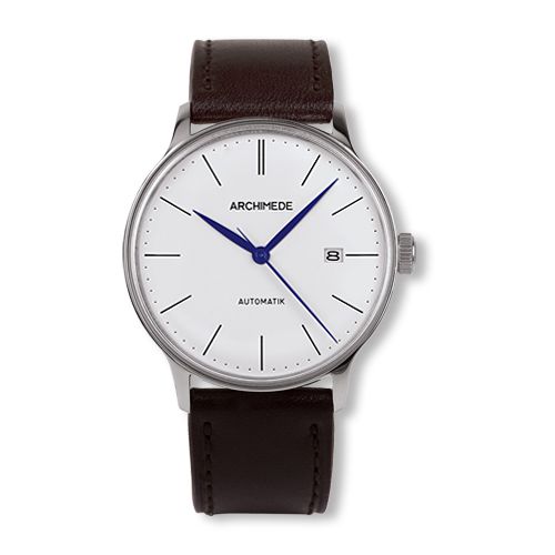 Archimede 1950-1 Stainless Steel Silver Brown Leather