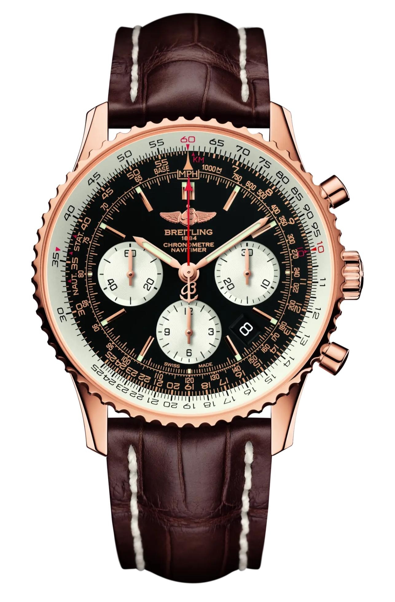 Breitling Navitimer 01 43 Red Gold / Black / Alligator