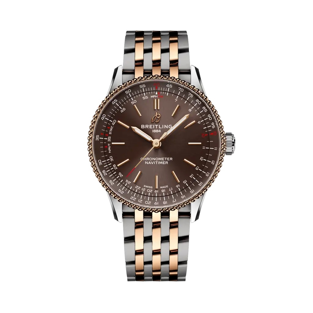 Breitling Navitimer Automatic 36 Stainless Steel - Red Gold / Brown / Bracelet