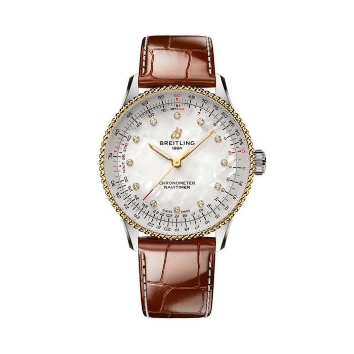 Breitling Navitimer Automatic 36 Stainless Steel - Yellow Gold / MOP / Alligator