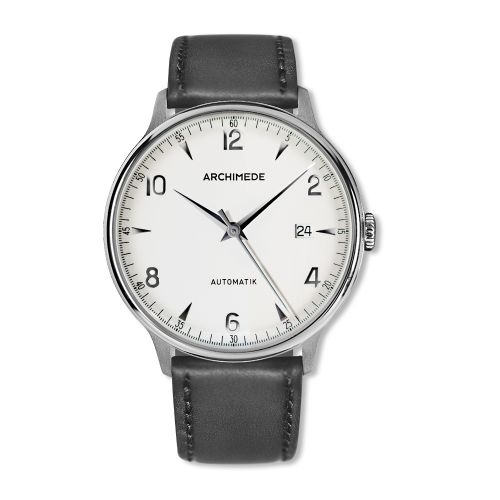 Archimede 1950-2 Stainless Steel Silver Black Leather
