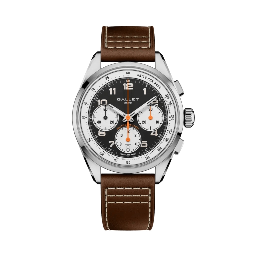 Gallet Multichron Sport Stainless Steel / Black / Brown Calf