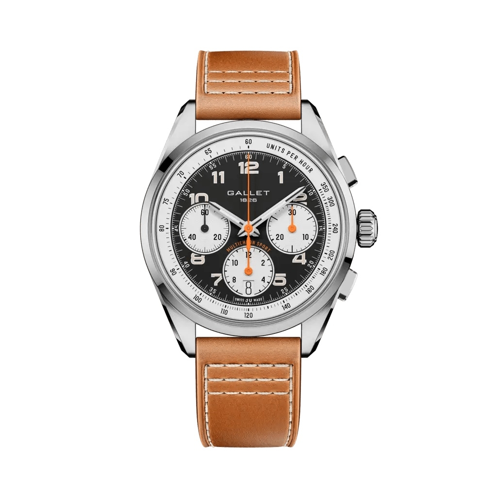 Gallet Multichron Sport Stainless Steel / Black / Orange Calf