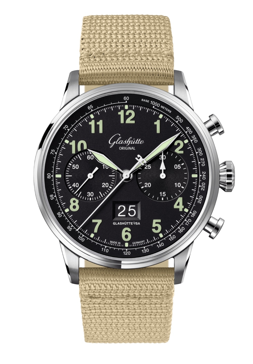 Glashütte Original Senator Chronograph Navigator Stainless Steel / Black / Fabric