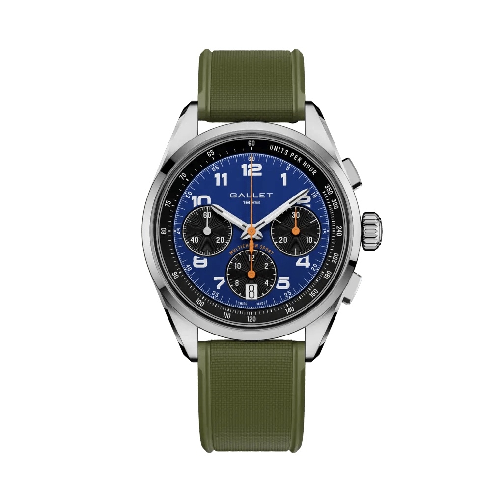 Gallet Multichron Sport Stainless Steel / Blue / Green Rubber