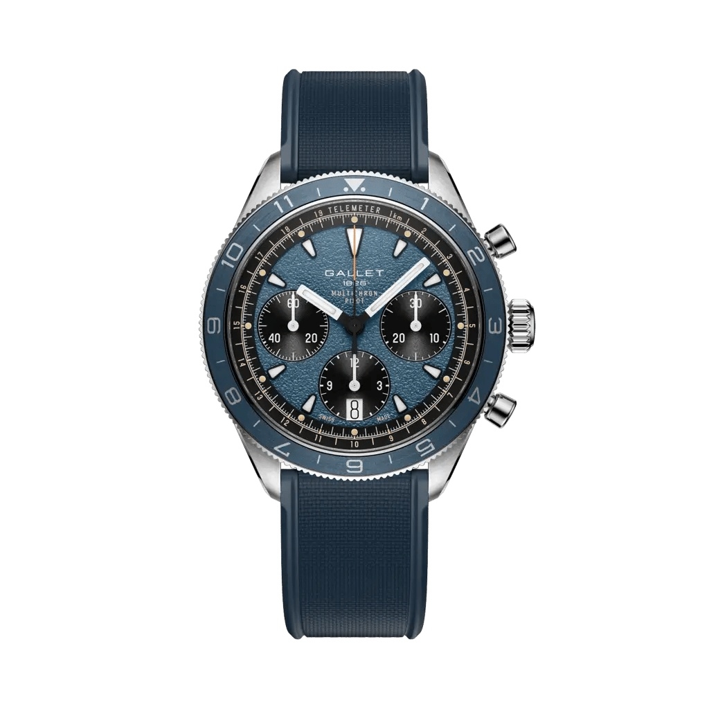 Gallet Multichron Pilot Stainless Steel / Blue / Blue Rubber