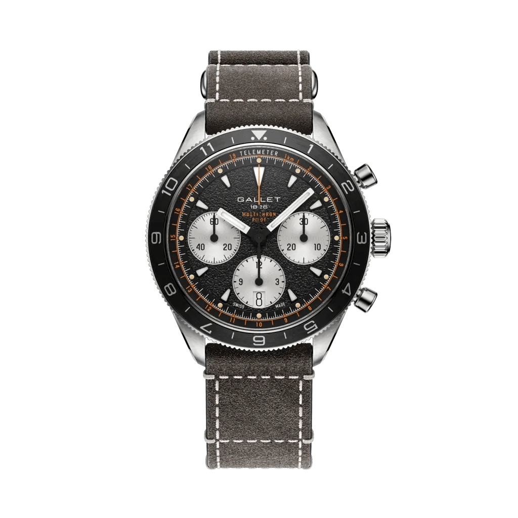 Gallet Multichron Pilot Stainless Steel / Black / Grey Pilot
