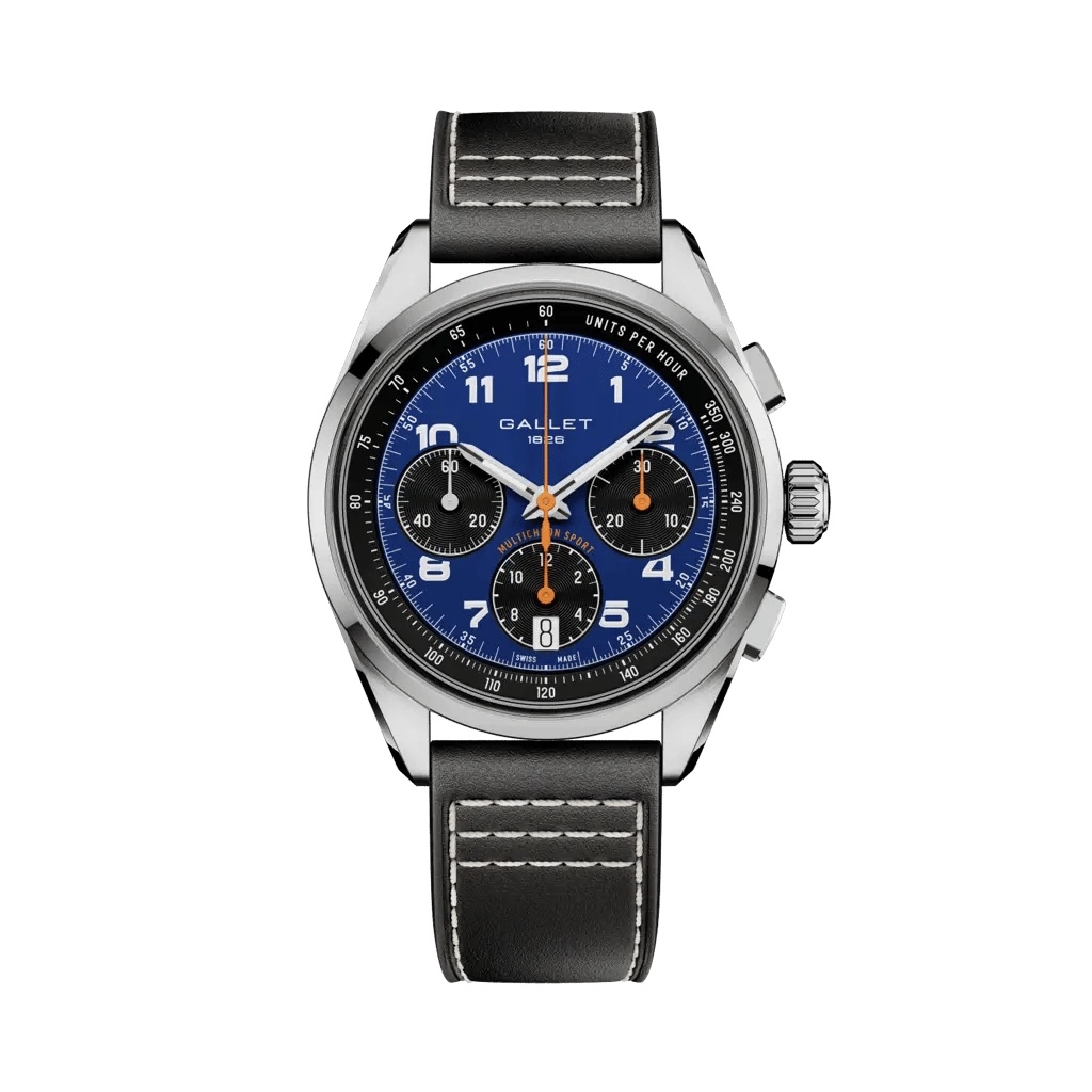 Gallet Multichron Sport Stainless Steel / Blue / Black Calf