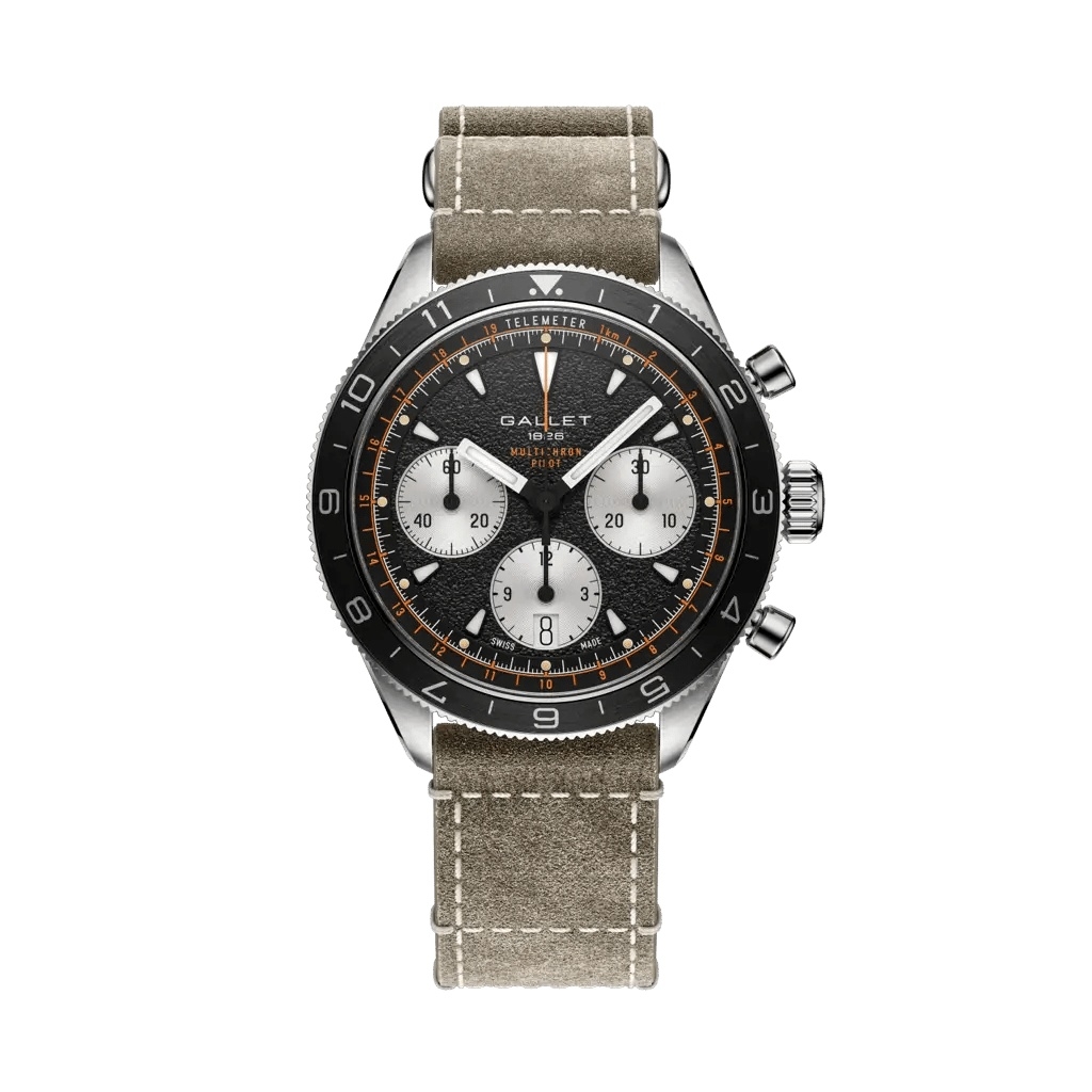 Gallet Multichron Pilot Stainless Steel / Black / Green Pilot