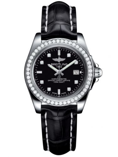 Breitling Galactic 32 Sleek Edition Stainless Steel Diamond Trophy Black Diamond Croco