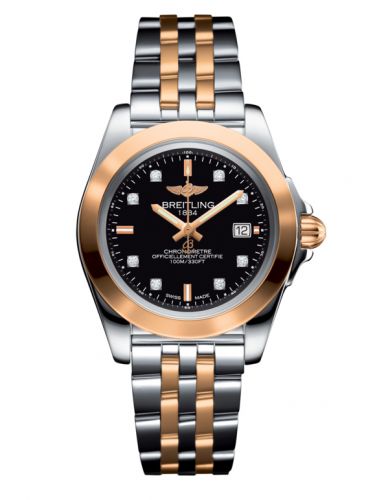 Breitling Galactic 32 Sleek Edition Stainless Steel Rose Gold Trophy Black Diamond Bracelet