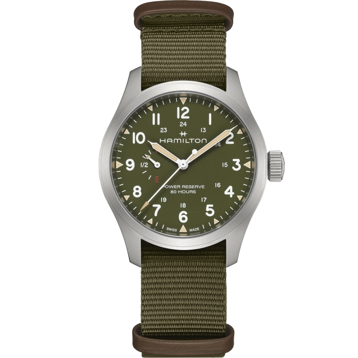 Hamilton Khaki Field Mechanical Power Reserve Stainless Steel / Green