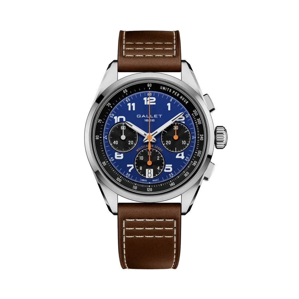 Gallet Multichron Sport Stainless Steel / Blue / Brown Calf