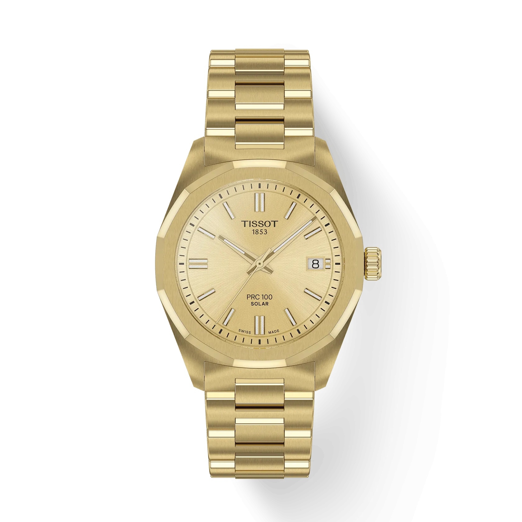 Tissot PRC 100 Solar Quartz 34 Yellow Gold / Champagne / Bracelet