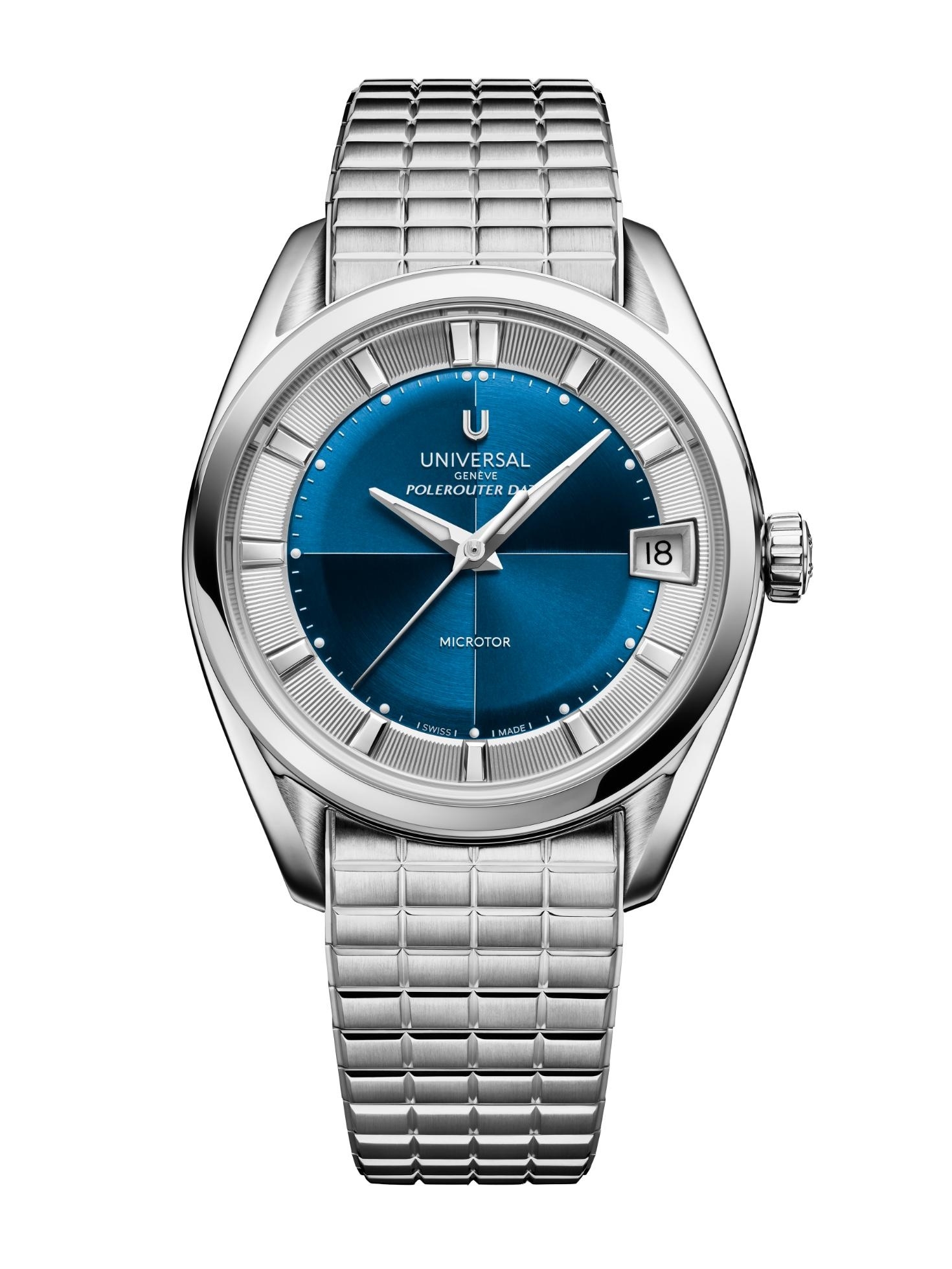 Universal Geneve Polerouter Prêt-à-Porter Date Stainless Steel / Blue / Bracelet