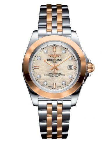 Breitling Galactic 32 Sleek Edition Stainless Steel Rose Gold Pearl Diamond Bracelet