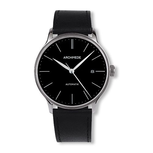 Archimede 1950-1 Stainless Steel Black Black Leather