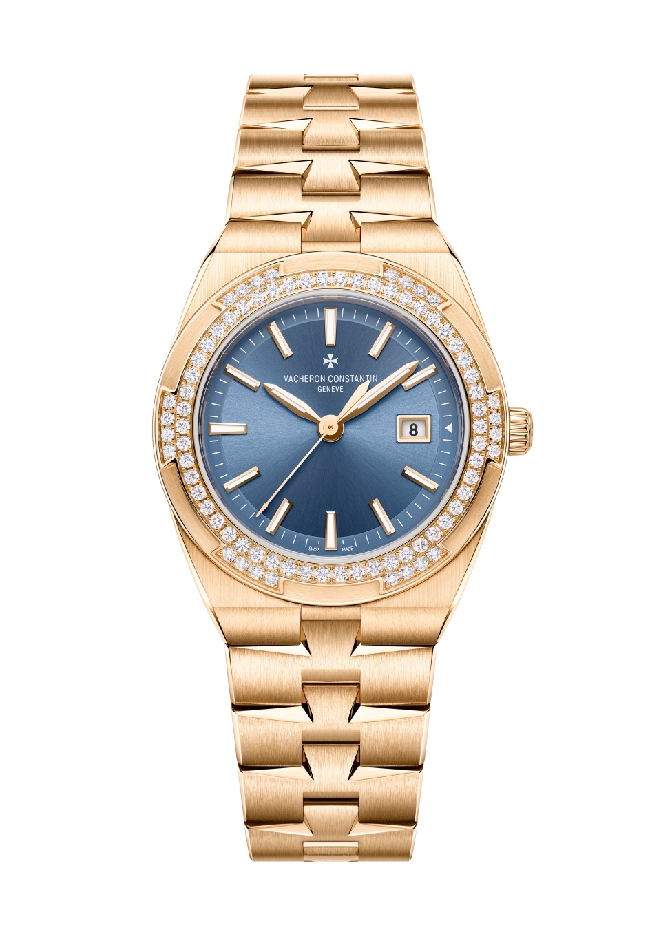 Vacheron Constantin Overseas Quartz Pink Gold - Diamond / Denim Blue