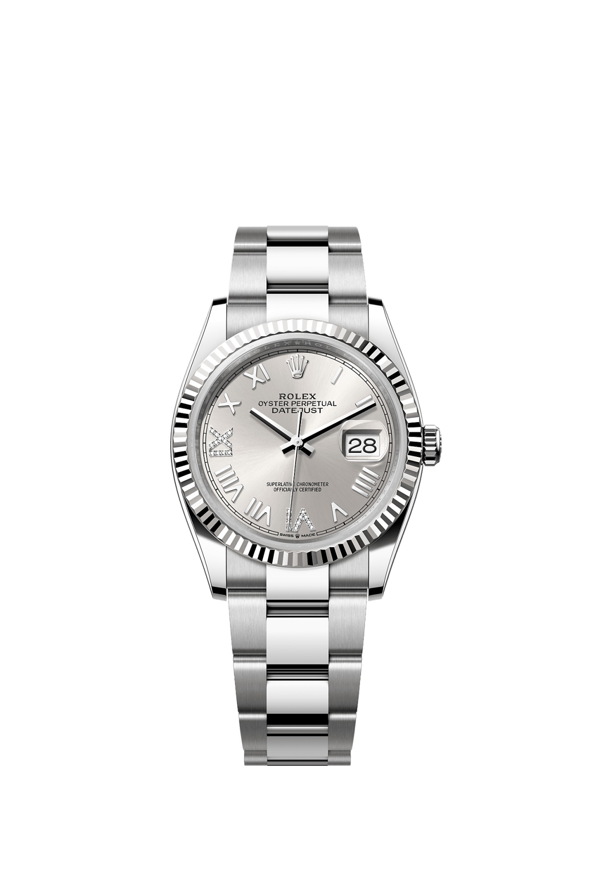 Rolex Datejust 36 Stainless Steel - Fluted / Silver Roman Diamond / Oyster