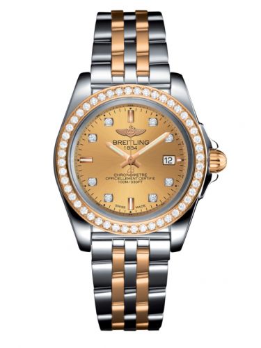 Breitling Galactic 32 Sleek Edition Stainless Steel Rose Gold Diamond Golden Sun Diamond Bracelet
