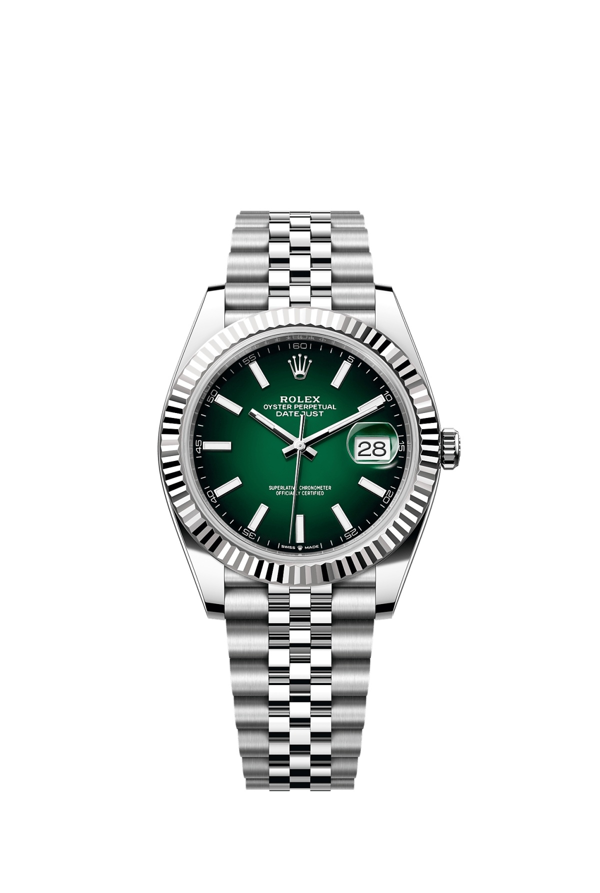 Rolex Datejust 41 Stainless Steel - Fluted / Green Ombré / Jubilee