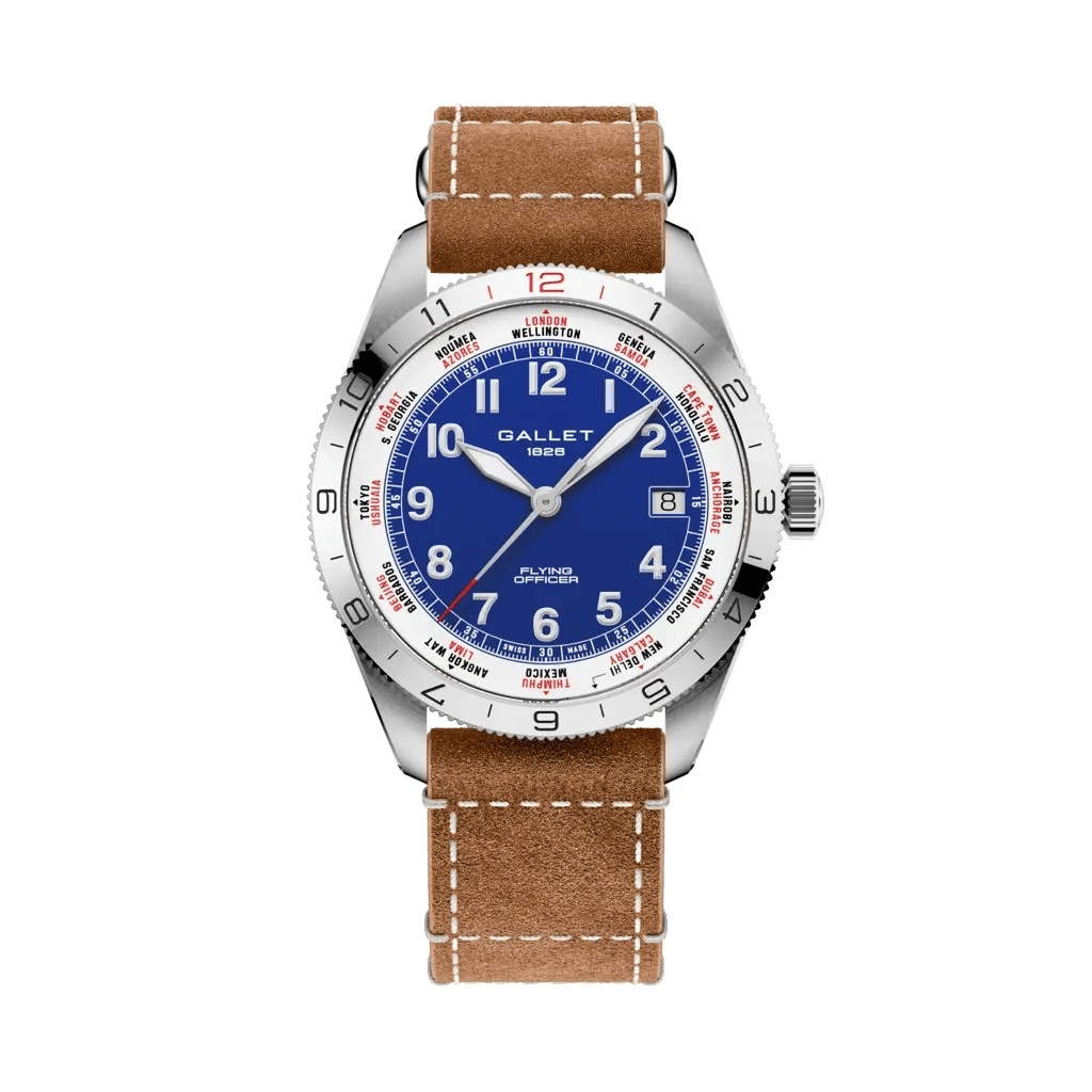 Gallet Flying Officer Automatic Stainless Steel / Blue / Beige Pilot