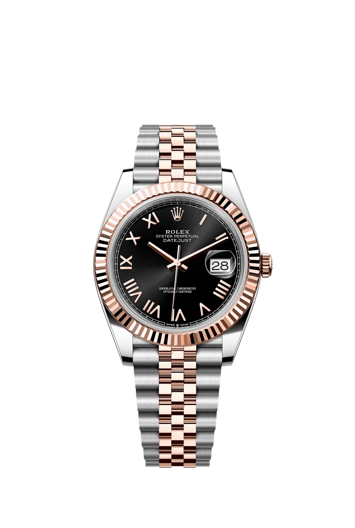 Rolex Datejust 41 Stainless Steel - Everose - Fluted / Black Roman / Jubilee