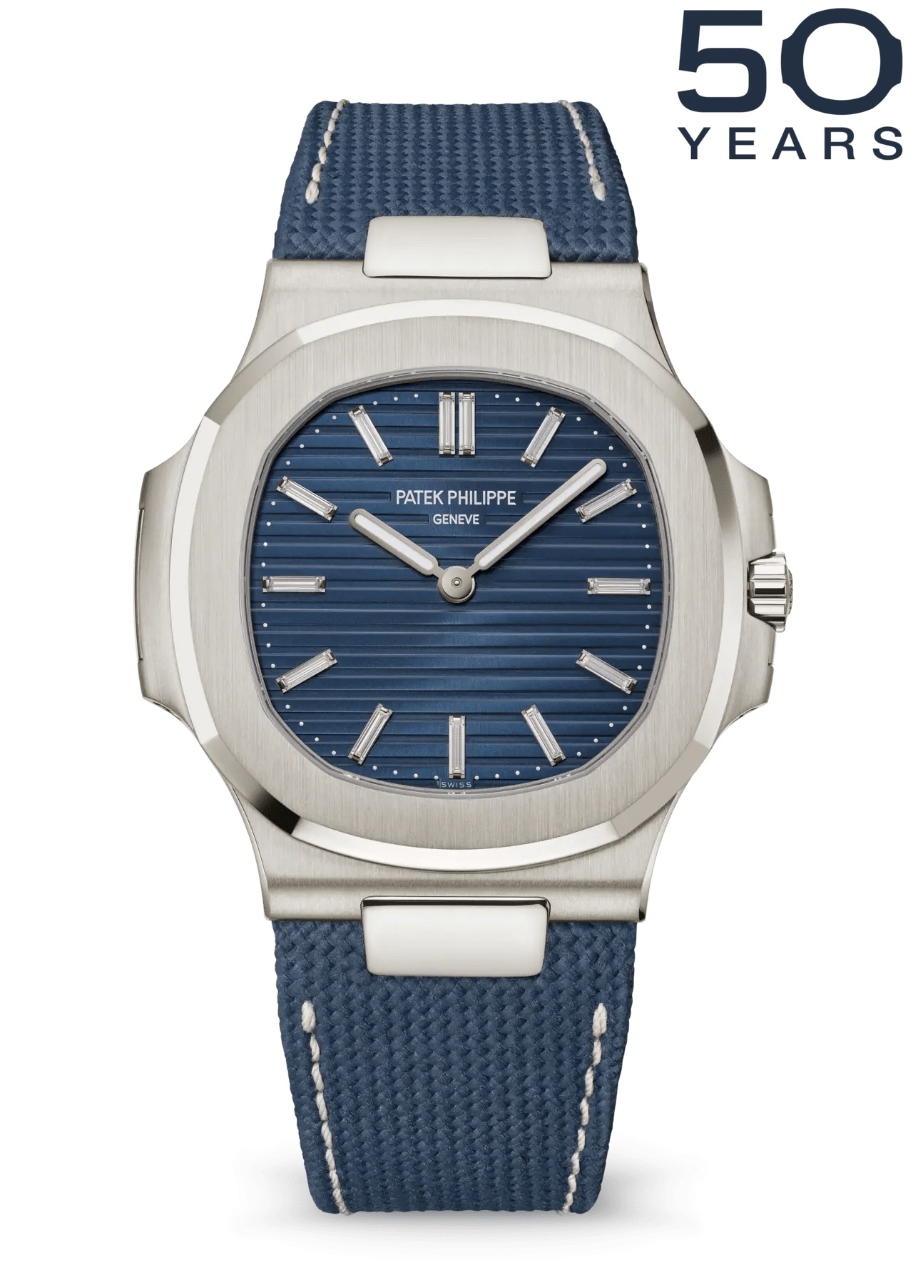 Patek Philippe Nautilus 50th Anniversary 5810 White Gold / Blue - Baguette