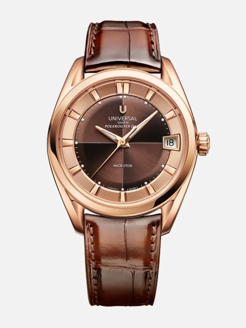 Universal Geneve Polerouter Prêt-à-Porter Date Rose Gold / Brown