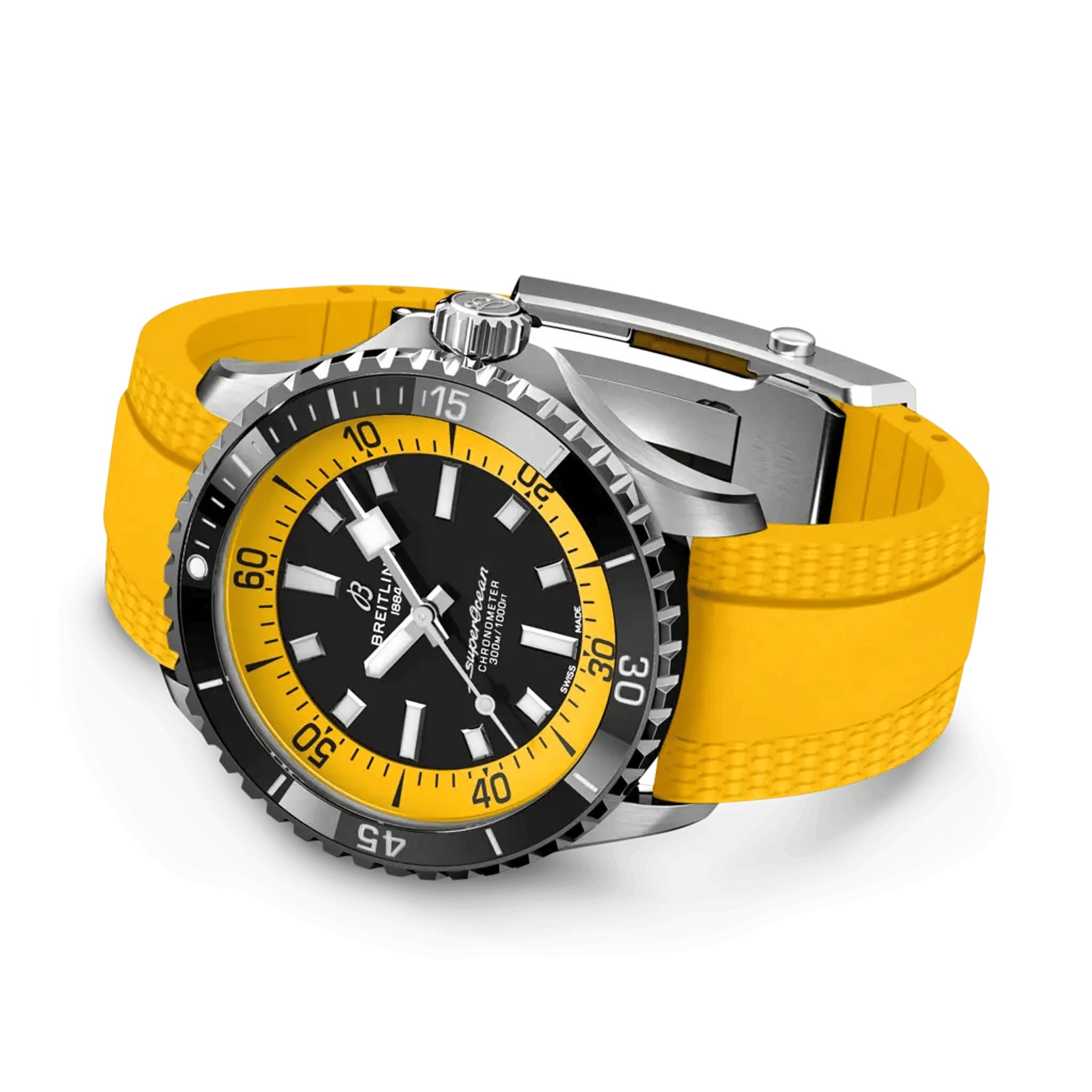 Breitling SuperOcean Automatic 42 Stainless Steel / Black - Yellow / Rubber