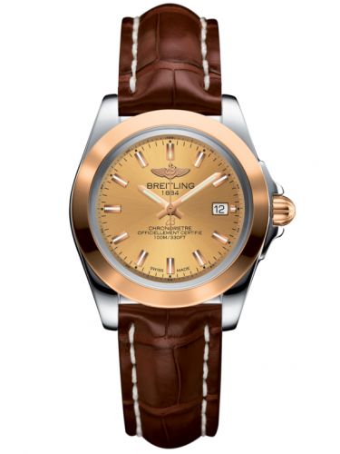 Breitling Galactic 32 Sleek Edition Stainless Steel Rose Gold Golden Sun Croco