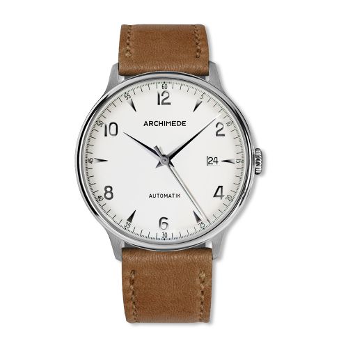 Archimede 1950-2 Stainless Steel Silver Brown Leather