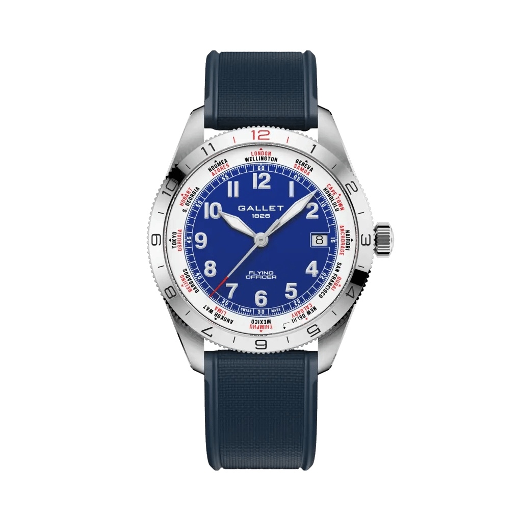 Gallet Flying Officer Automatic Stainless Steel / Blue / Blue Rubber