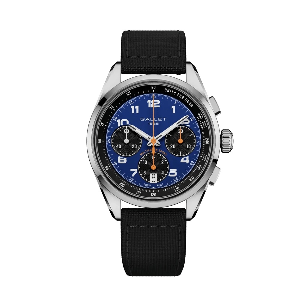 Gallet Multichron Sport Stainless Steel / Blue / Black Fabric