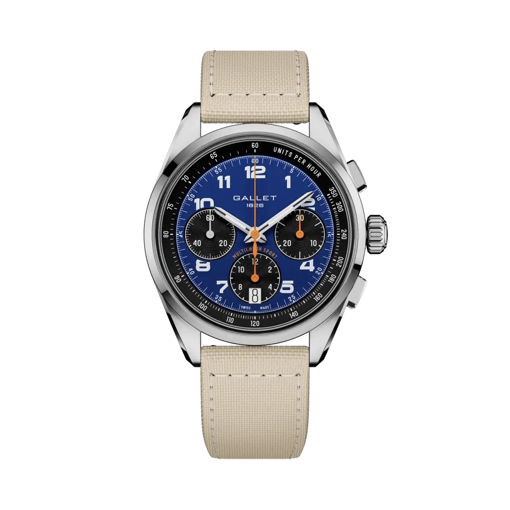 Gallet Multichron Sport Stainless Steel / Blue / Beige Fabric