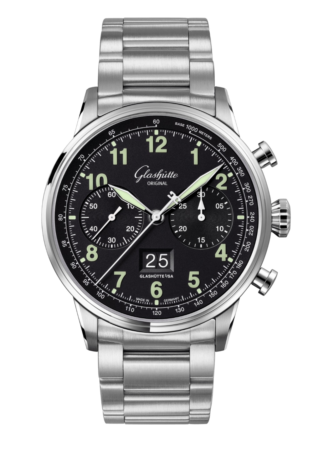 Glashütte Original Senator Chronograph Navigator Stainless Steel / Black / Bracelet