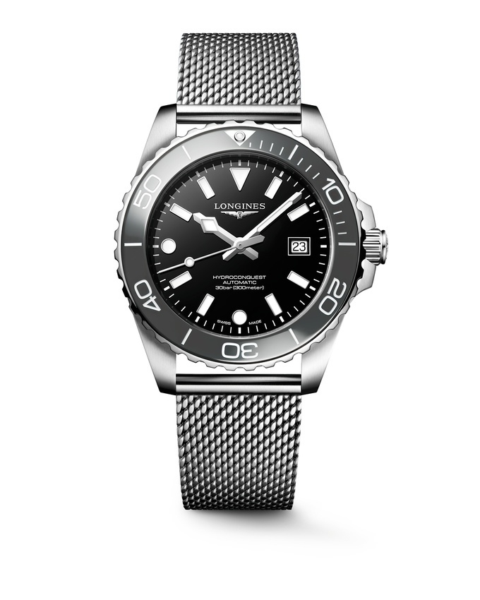 Longines Hydroconquest Automatic 42 Stainless Steel / Black / Mesh