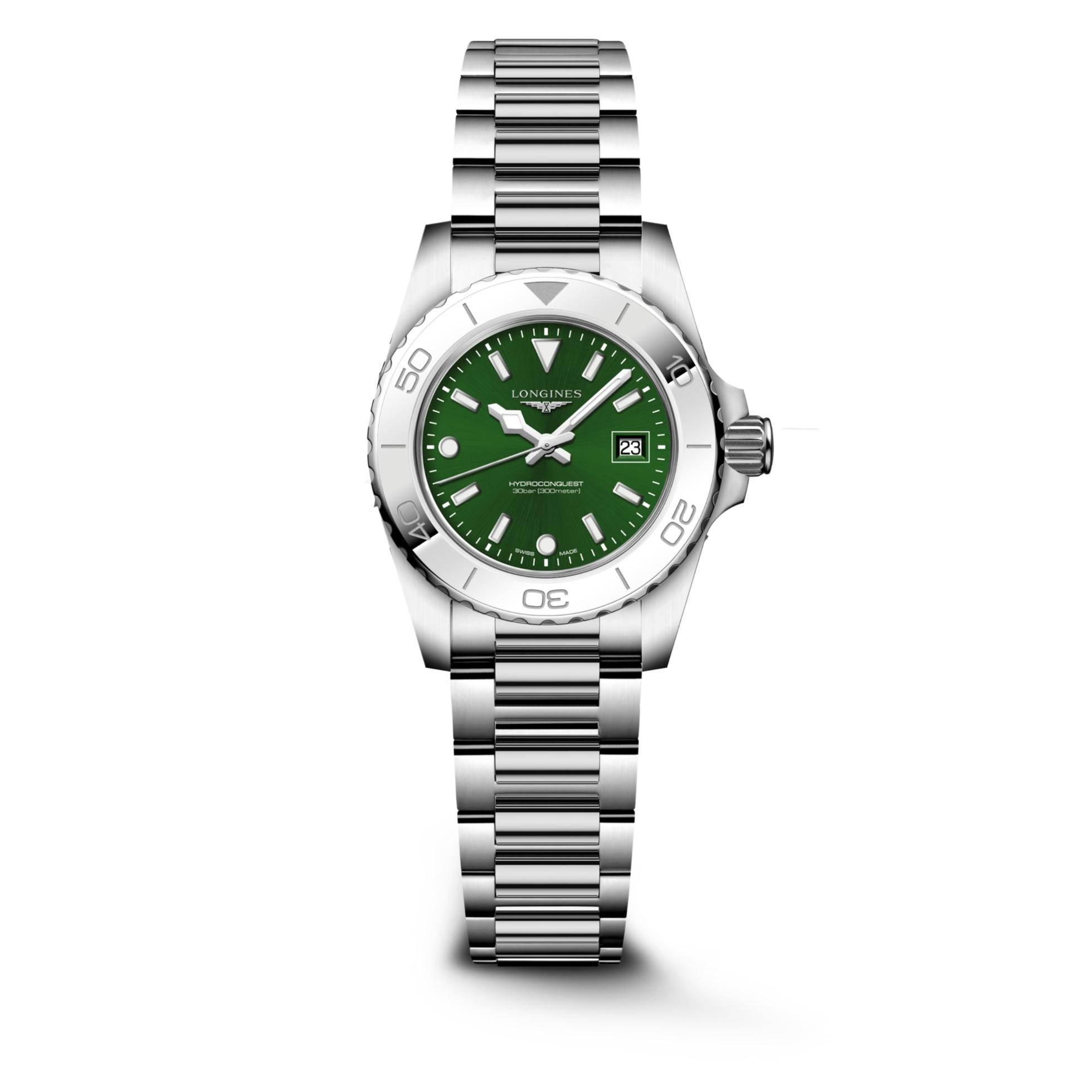 Longines Hydroconquest 30 Quartz Stainless Steel / Green / Bracelet