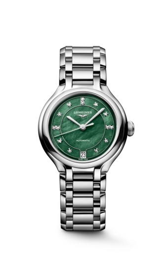 Longines PrimaLuna 34 Automatic Stainless Steel / Green MOP / Bracelet