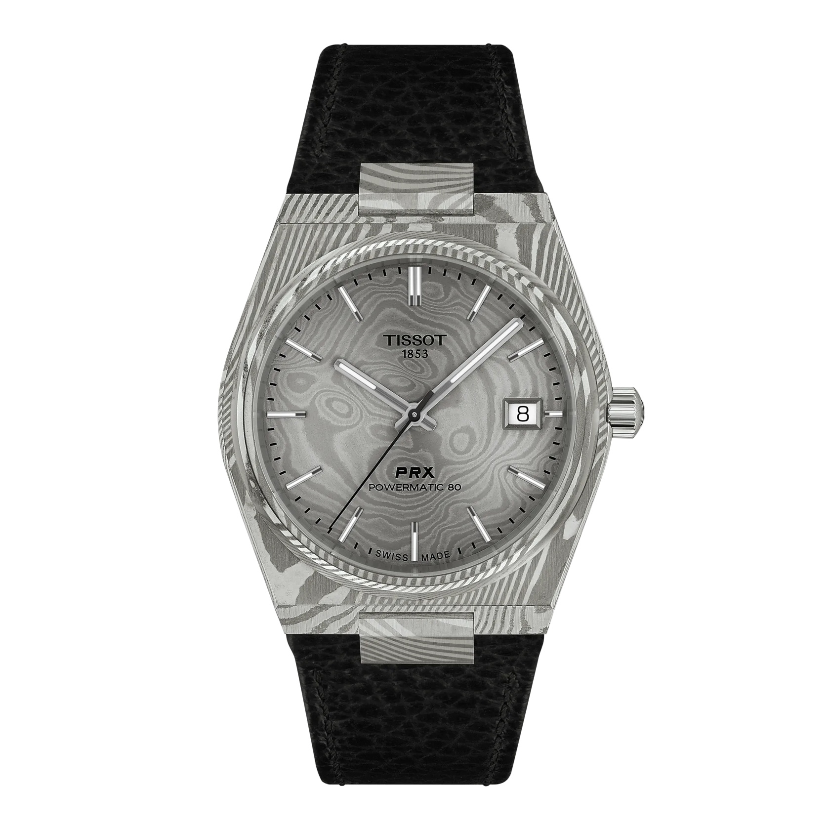 Tissot PRX Powermatic 80 38 Damascus Steel / Leather