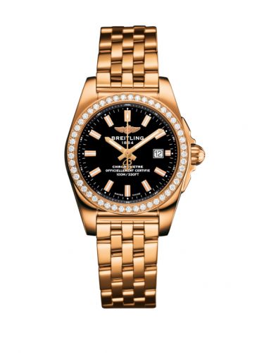Breitling Galactic 29 Rose Gold Diamond Trophy Black Bracelet