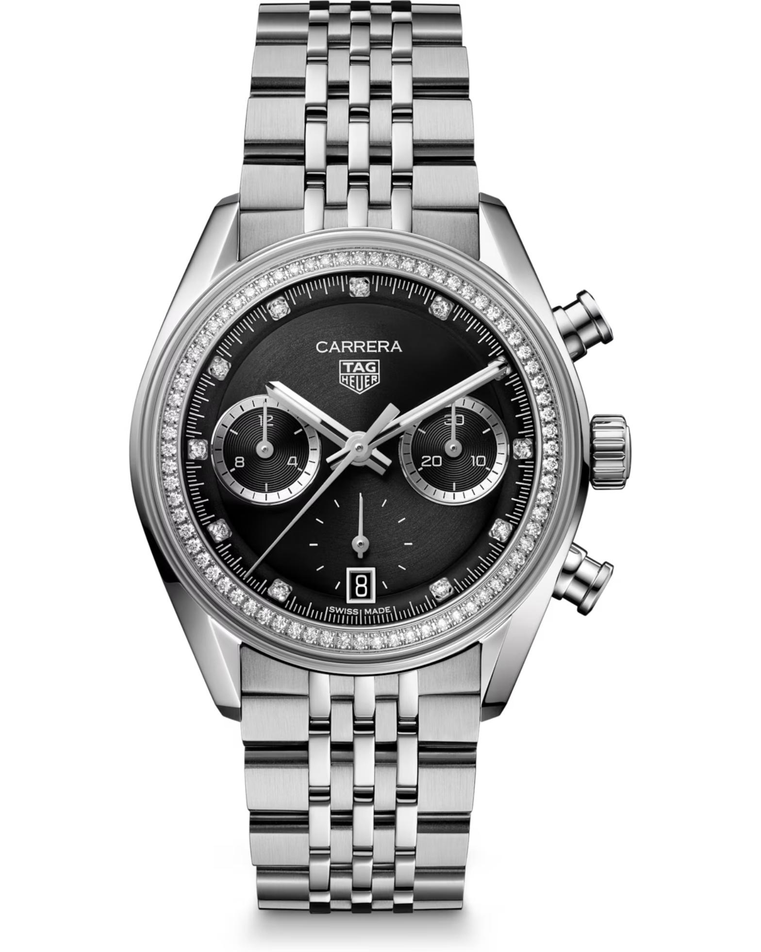 TAG Heuer Carrera Chronograph Glass Box Stainless Steel / Black - Diamond