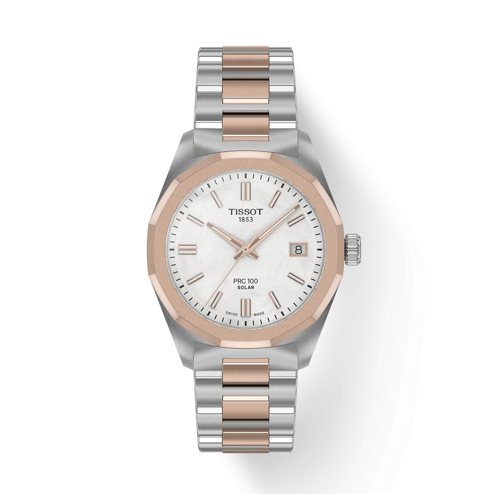 Tissot PRC 100 Solar Quartz 34 Stainless Steel - Rose Gold / MOP / Bracelet