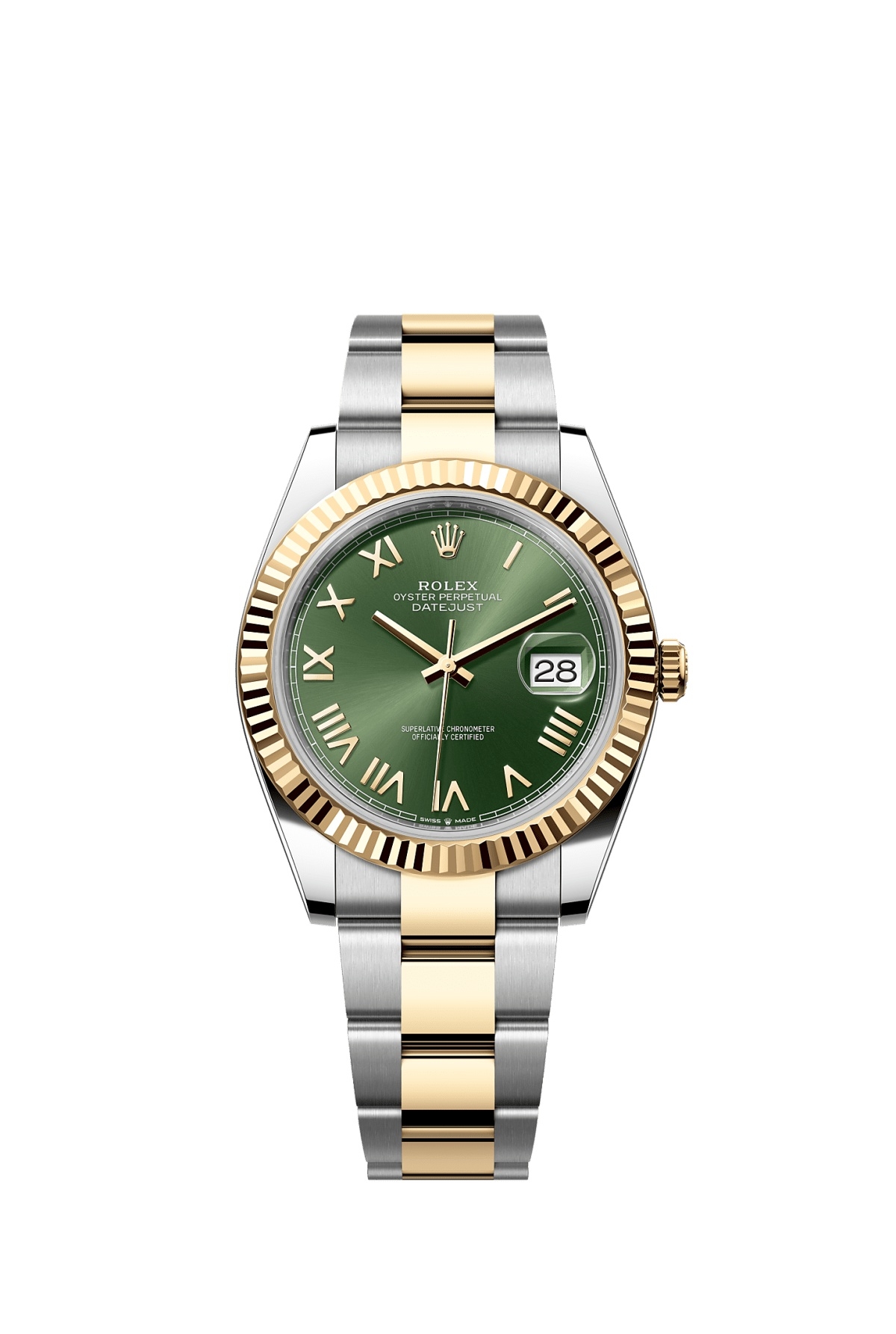 Rolex Datejust 41 Stainless Steel - Yellow Gold - Fluted / Green Roman / Oyster